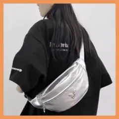 【新品】ボディ ショルダー ウエスト ウェスト バック バッグ 蝶 シルバー