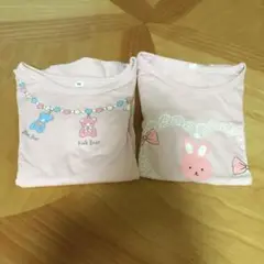 ウサギとクマのプリントTシャツ2枚セット 95cm