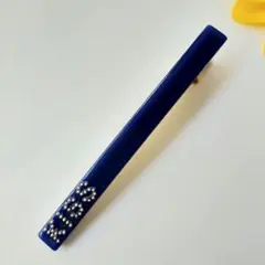 アルファベットKISSヘアクリップ　ブルー　8cm/0.7cm　アセテート