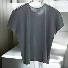 【未使用】 プリーツ カットソー Tシャツ 半袖 レディース グレー