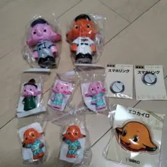 サトちゃんフィギュア7体セット　スマホリング2個　エコカイロ