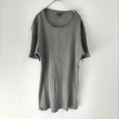 〈エドウィン〉半袖カットソー　グレー　縦リブ　大きめ　XL