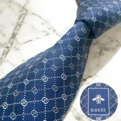 《美品 タグ付き》GUCCI ネクタイ ネイビー GG ジャガード 光沢感