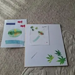 新品、ちぎり絵金魚と風鈴キット