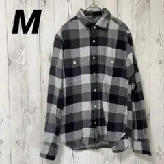 【M】ネルシャツ　メンズ　グレー系　チェック柄　M サイズ