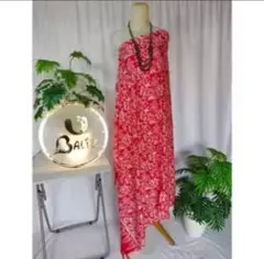【バリ島】パレオ サロン 120x165cm　（赤バリ島柄）