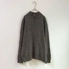 3367【HATADA】ハーフジップニット　プルオーバー　長袖　グレー　Ｌ