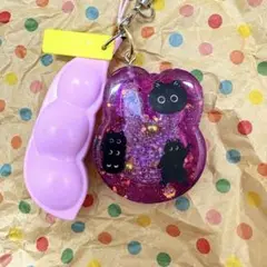 発達障害　ハンドメイド　うさぎ型　ネコ　シャカシャカキーホルダー