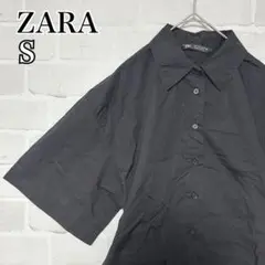 ザラ　ZARA オーバーサイズ ブラック 半袖シャツ ブラウス　シンプル　黒