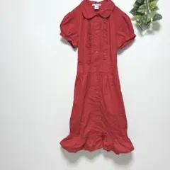 6 degrees 半袖シャツワンピース L レッド