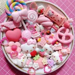 A744-デコパーツまとめ売り　ロリポップスイーツ　キティ
