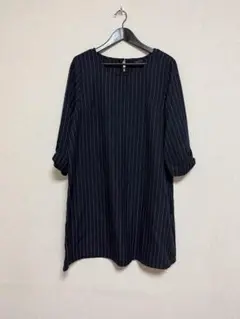 CASTITA ネイビー ストライプ 五分袖チュニック　ゆったりサイズ