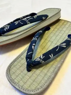 【美品】メンズ草履　雪駄　タタミ表アメ底 Setta 和柄ハナオL
