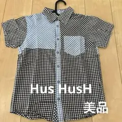 Hus HusH ハシュハシュ　チェックシャツ　140㌢　美品　ブルーブラック