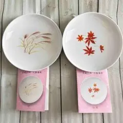 草花と紅葉の陶磁器皿セット