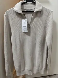 【定価¥7,990】 ZARA ジップアップセーター エクリュ M