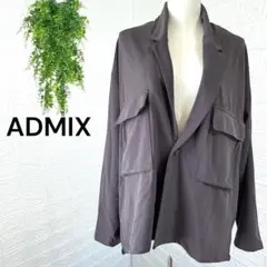 2704【ADMIX】テーラードジャケット 長袖 ハイポケット ダークグレー M