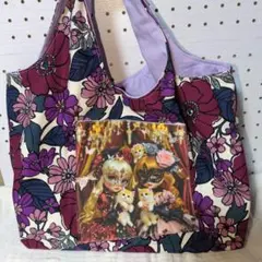 手提げエコバック中サイズパネル女の子両面ハンドメイド