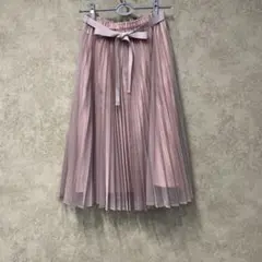 TO BE CHIC ピンク プリーツスカート リボン付き F ウエストゴム
