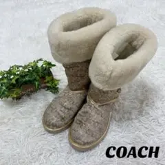 COACH コーチ ムートンブーツ シグネチャー ゴールド 7B ボア