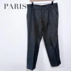 f215【パリス】テーパードパンツ　ストレッチ　着回し　タック　グレー　シンプル