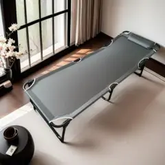 折りたたみ式簡易ベッド グレー メッシュ