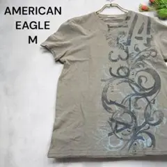 【訳あり特価】アメリカンイーグル デザインプリントTシャツ グレー M 古着