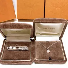 ミキモト 一粒パールネックレス u0026 パール付タイピン セット シルバー