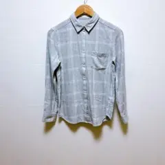 ☆ 《美品》GU (M) オーバーチェック 長袖 シャツ グレー ホワイト