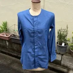 シャルベ　バンドカラー　デニム　シャツ　比翼ボタン
