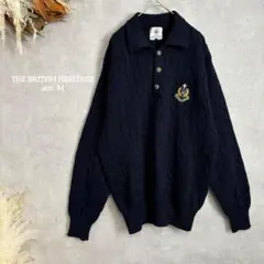ブリティッシュヘリテージコレクション 長袖セーター ネイビー ニット 1693