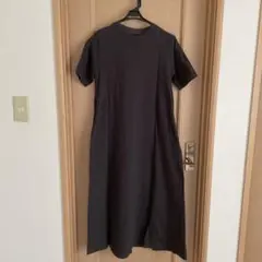 MUJI 黒 半袖 カットソーワンピース ロング