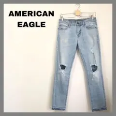 アメリカンイーグル ダメージデニム ライトブルー L XL
