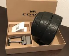 新品コーチCOACH シグネチャーフリーサイズリバーシブルベルトギフト箱付き