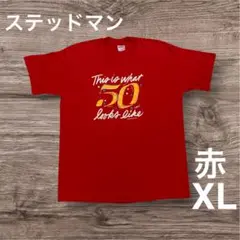 ステッドマン　Tシャツ　レッド　XL　USA製　赤色　ヴィンテージ　プリント