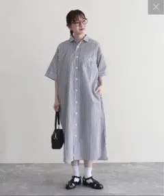 【完売品】GEVACO タイプライター 半袖シャツワンピース 36サイズ