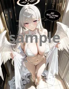 AI美女 アニメ イラスト A4ポスター ハロウィン天使コスプレ彼女@416