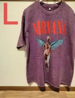新品　ニルヴァーナTシャツ　ヴィンテージ加工風　パープル　L