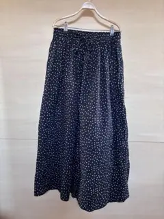 水玉　インド綿　ギャザーワイドパンツ