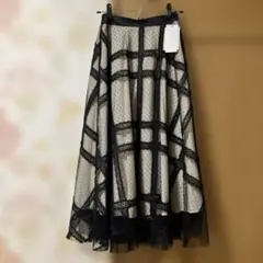 タグ付き未使用　ドットチュール　レース　ロングスカート