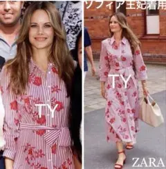 ZARA 大人可愛いフラワー刺繍×ストライプシャツワンピースMサイズ美品