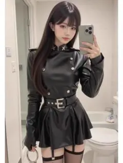 フェイクレザーワンピース