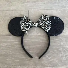 ディズニー 用 カチューシャ ヒョウ柄 黒
