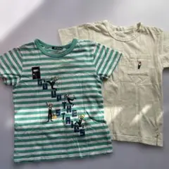 ストライプTシャツと虫刺繍Tシャツセット