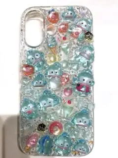 ☆iPhone16 スマホケース☆ ハンギョドン キラキラ 立体シール ラメ