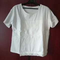 Samansa Mos2 レース付きホワイトTシャツ