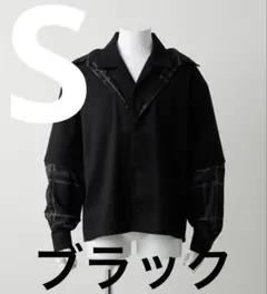 GRANCY レイヤード デザイン オープンカラーシャツ ブラック　S
