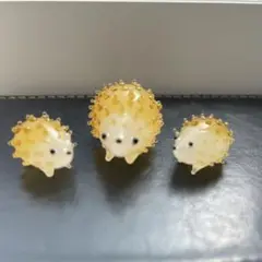 ハリネズミ型ガラス装飾品 3個セット