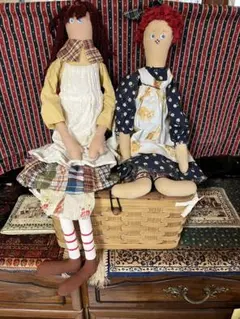 カントリードール　ハンドメイド　手作り　赤毛の女の子ペアセット