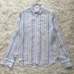 ✨美品✨ マカフィー 近年モデル シャツ リネン100% 洗える ストライプ